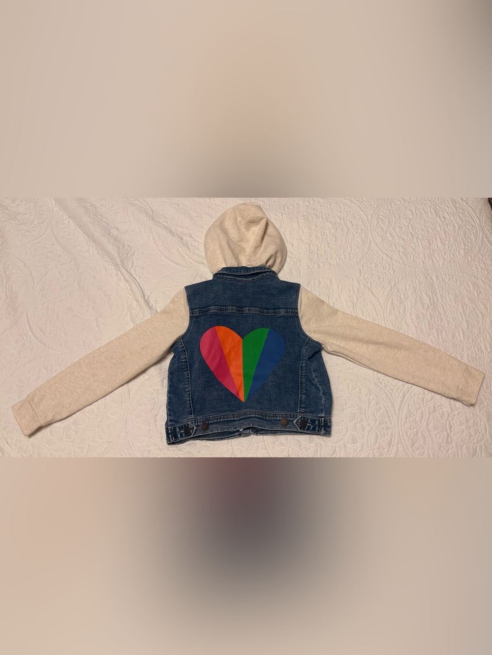Tucker + Tate Girls Denim Jacket Rainbow Heart-Size 7